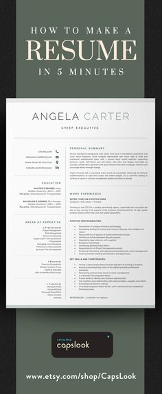 a professional resume template with an image of the front page and back page on it