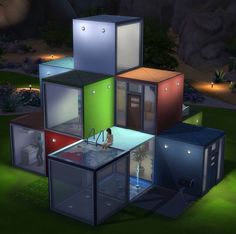 Futuristic House, Block House, Die Sims 4, Small House Layout, Futuristic Home