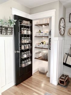 an open pantry with lots of items in it