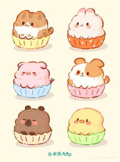 some cute little cupcakes with different toppings