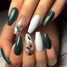 Fancy Nails Designs, Pretty Nail Art Designs, Fancy Nails, Chic Nails, Short Acrylic Nails, Best Acrylic Nails, Gorgeous Nails, Cute Acrylic Nails, Green Nails