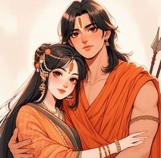 Rama And Sita Art, Ram Sita Anime, Sita Ram Drawing, Ram Sita Drawing, Siya Ram Painting, Ram Painting, Sita Photo, Ram Siya, Ram Sita Photo