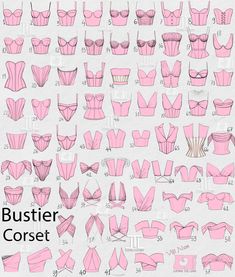 the bustier corset pattern is shown in pink and has different bras