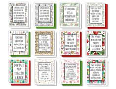 twelve christmas cards with different sayings