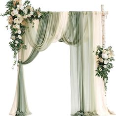 a wedding arch decorated with flowers and greenery