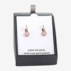 Included: 1 Pair of EarringsFeatures: In A Gift Box, Nickel FreeEarring Back: PostStone Cut: RoundStone Millimeter Measurement: 5.3 Mm Length, 5.3 Mm WidthMetal Color: Rose ToneEarring Length: 20.7mmEarring Width: 8.6mmCare: Wipe CleanStone Type: 2 Crystal, 16 Cubic ZirconiaEarrings Style: Drop EarringsMetal: 18k Rose Gold Over BrassCountry of Origin: Imported Tarnish Resistant Rose Gold Earrings For Party, Rose Gold Tarnish-resistant Party Earrings, Elegant Pink Gold Hoop Earrings For Gift, Elegant Pink Gold Hoop Earrings As Gift, Rose Gold Earrings Gift For Her, Rose Gold Cubic Zirconia Earrings For Gift, Rose Gold Cubic Zirconia Earrings As Gift For Her, Rose Gold Cubic Zirconia Earrings For Her, Pink Gold Cubic Zirconia Earrings Gift