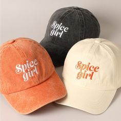 New In Excellent Condition Spice Girl Lettering Cap Perfect For Fall Pumpkin Spice Season! Adjustable Back Price Is For One Cap Only* Open To Offers Lettering Embroidery, Girl Baseball Cap, Embroidery Baseball, Baseball Girls, Pumpkin Spice Season, Casual Cap, Panel Hat, Sweatshirt Set, Orange Cream