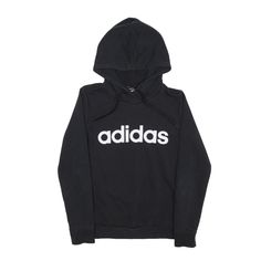 ADIDAS Hoodie Black Pullover Womens XS Black Adidas Logo Hoodie In Athleisure Style, Black Adidas Hoodie Sporty Style, Black Adidas Logo Hoodie For Streetwear, Casual Black Adidas Logo Hoodie, Adidas Black Hoodie Sweatshirt, Black Adidas Logo Long Sleeve Hoodie, Black Casual Adidas Logo Hoodie, Casual Black Adidas Hoodie, Black Adidas Sportswear Hoodie