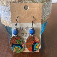 Cute Multi Color Earrings Purchased At A Boutique New With Tags Rain Tree, Skull Light, Tree Jewelry, Cat Earrings Studs, Golden Yellow Color, Chalcedony Earrings, Hand Painted Earrings, Abstract Earrings, Multicolor Earrings