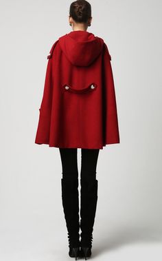 Red Cape Coat, Wool Cloak, Winter Cape, Wool Cape Coat, Outerwear Women Winter, Coat Plus Size, Winter Red, Red Cape, Haikou