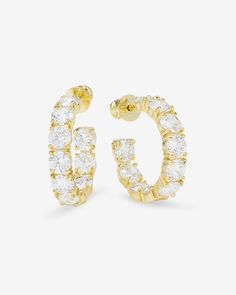 Gold|White Diamondettes Melinda Maria Jewelry, Melinda Maria, Earring Backs, Quality Jewelry, 18k Gold, Gold Plate, Hoop Earrings, Diamonds, Plating