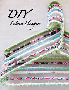 a close up of a clothes hanger made out of strips of fabric with the words diy fabric harpers on it