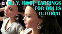 two doll heads with the words diy hoop earrings for dolls