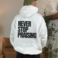 “I will extol the Lord at all times; his praise will always be on my lips. I will glory in the Lord; let the afflicted hear and rejoice.” Psalm 34:1-2 “My mouth is filled with your praise, declaring your splendor all day long.” Psalm 71:8 “Through Jesus, therefore, let us continually offer to God a sacrifice of praise—the fruit of lips that openly profess his name.” Hebrews 13:11 These Comfort Colors premium hoodie specialize in coziness, with its relaxed fit and 80/20 cotton/polyester mix. You Inspirational Slogan Sweatshirt For Streetwear, Inspirational Cotton Sweatshirt For Streetwear, Sacrifice Of Praise, Church Merch, Praise To God, Psalm 71, Christian Clothes, Christian Clothing Brand, Share The Gospel