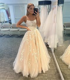 Stylish+tulle+lace+long+prom+dress+A+line+evening+dress Silhouette:+A+line Material:+tulle,+lace Back+details:+lace+up Hemline:+floor+length Custom+made+size: Custom+made:+For+custom+order,+we+need+the+following+information+in+the+order+notes+when+you+check+out+: Bust:______+ Waist:__... Prom Dress A Line, Lace Long Prom Dress, Winter Formal Dresses, Prom Dresses Yellow, A Line Evening Dress, Stunning Prom Dresses, Spaghetti Strap Prom Dress, Custom Prom Dress, Cute Prom Dresses