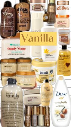 Shower Skin Care Vanilla, Vanilla Shower Products Aesthetic, Good Smelling Lotions, Shower Combo Products, Vanilla Self Care Products, Vanilla Shower Products, Vanilla Smelling Products, Vanilla Shower Routine