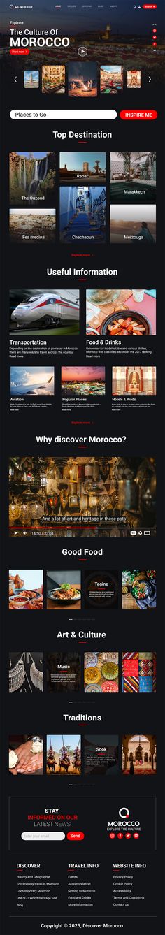 Explore Morocco Landing Page UI Design Agency Website Inspiration, Landing Page Ui Design, Morocco Beach, Travel Agency Website, Landing Page Ui, Travel Morocco, Visit Morocco