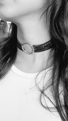 "♦ A silver chain choker, made of silver-plated brass in a Very high quality, The chain is made up of rows of silver and black chains with an O-Ring pendant decorating its center. SIZE Length: 11.8\" (30cm) up to 15.8\"(40cm) hoop size: 1.37\"(3.5cm) Pendant width: 1.37\"(3.5cm) ♦ This piece of jewelry is perfect as a gift for yourself, for a wedding day, Valentine's day or a birthday. If you're interested in sending a gift to a third party, just write your message to the recipient and I will do Party Jewelry Choker With Silver Chain, Party Silver Chain Choker Jewelry, Party Silver Chain Choker, Edgy Round Metal Jewelry, Adjustable Black Chainmail Jewelry, Gothic Silver Chain Choker Jewelry, Gothic Silver Choker Necklace, Metal Choker With Oxidized Finish, Metal Silver Chain Link Choker