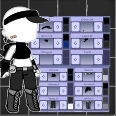 a cartoon character standing in front of a computer screen with buttons and symbols on it