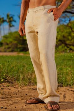 Men's Linen Italian Pants for Beach Weddings - Island Importer Italian Pants, Mens Beach Wedding Attire, Beach Wedding Men, Beach Wedding Groomsmen, Beach Wedding Groom, Cotton Pants Men, Linen Wedding Dress, Linen Beach Pants, Wedding Dresses Videos