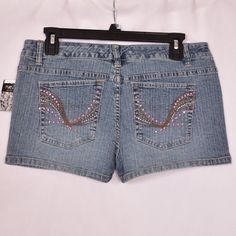 Rue21 Rhinestone Pocket Detail Jean Shorts Size 9 Jean Pocket Detail, Cuffed Denim Shorts, Destroyed Denim, High Rise Denim Shorts, Denim Cutoff Shorts, Distressed Jean Shorts, Cut Off Jeans, Distressed Denim Shorts, High Waisted Shorts Denim