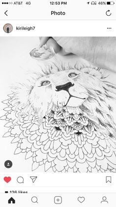 someone is drawing a lion on paper