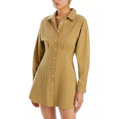 Wayf Women's Size: Xl Point Collar Long Sleeves With Button Cuffs Button Closures At Front 72% Cotton/28% Lyocell Approximate Flat Lay Measurements Pit To Pit:22" Length: 36" Career, Casual, Wear To Work, Business, Figure Flattering, Elevated Basic Khaki Shirt Dress, Lace Up Bodycon Dress, Formal Fashion Women, Lace Overlay Dress, Cotton Shirt Dress, Button Front Dress, Mini Slip Dress, Khaki Dress, Mini Dress Casual