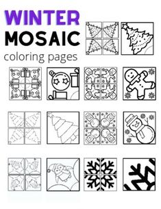 winter mosaic coloring pages for kids