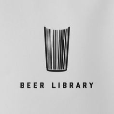 the beer library logo is shown in black and white, with an image of a barcode