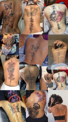 many different pictures of people with tattoos on their backs