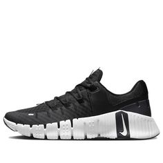 Nike Free Metcon 5 'Black White' DV3949-001 Technical Black Running Shoes For Training, Black Technical Running Shoes, Technical Black Running Shoes, Black Breathable Functional Running Shoes, Functional Black Breathable Running Shoes, Technical Black Sneakers For Light Sports, Black Technical Sneakers For Light Sports, Black Technical Running Shoes With Athletic Fit, Black Technical Running Shoes Athletic Fit