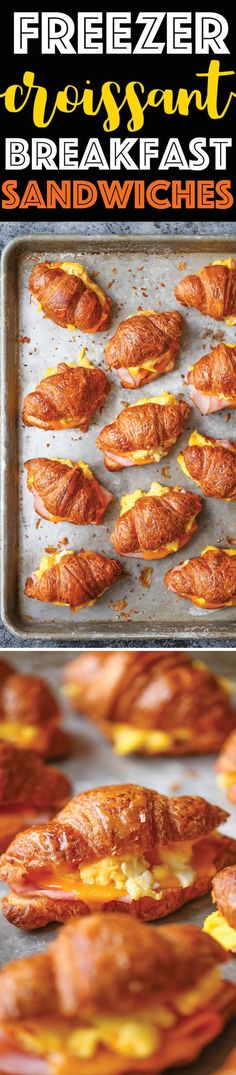 an image of breakfast sandwiches being cooked in the oven with text overlay that reads, freeze