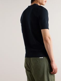 EXCLUSIVE AT MR PORTER. Sunspel really excels when it comes to crafting quality basics. This polo shirt is spun from breathable cotton and fastens with a trio of tonal buttons. Wear it underneath a relaxed blazer or over a patterned T-shirt. Navy Short Sleeve Tops With Ribbed Collar, Navy Short Sleeve Top With Ribbed Collar, Sporty Relaxed Fit Crew Neck Polo Shirt, Blue Short Sleeve Tops With Ribbed Collar, Blue Short Sleeve Top With Ribbed Collar, Cotton Polo Shirt With Ribbed Collar, Sporty Cotton Polo Shirt With Crew Neck, Classic Navy Tops With Ribbed Cuffs, Navy Relaxed Fit Top With Ribbed Collar