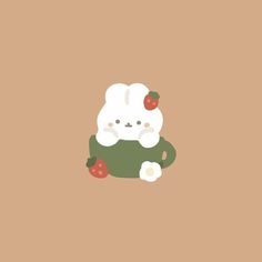 an animal with some strawberries on it's back and the background is brown