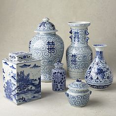 Blue Ming Ceramic Collection | Frontgate Blue Willow Decor, Blue And White Vases, Chinoiserie Patterns, Chinoiserie Vases, Square Baskets, Wicker Picnic Basket, Blue White Decor, Blue And White Vase, Outdoor Entertaining Spaces