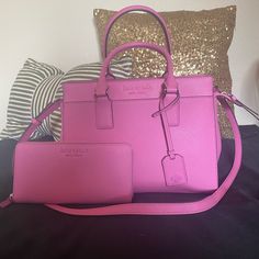 Barely Used Pink Satchel And Matching Wallet! Medium Sized, Very Roomy Without Being Too Big. Comes With Crossbody Strap. Such A Fun Pink Color. Kate Spade Satchel, Handbag Essentials, Bags Kate Spade, Kate Spade Bags, Kate Spade Bag, Crossbody Strap, Medium Size, Pink Color, Kate Spade