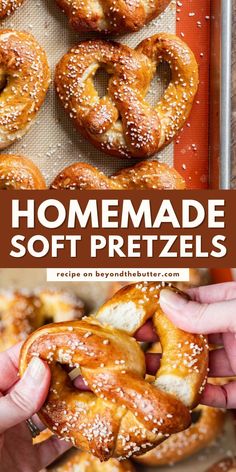 homemade soft pretzels on a baking sheet