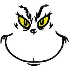 the face of an evil looking cat with yellow eyes and black hair is shown in this embroidery design