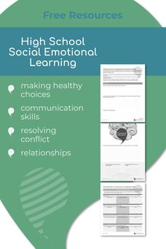 the high school social emotional learning manual is shown in green and white with text