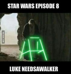 star wars episode 8 luke needsa walker on the side of a cave with green neon lights