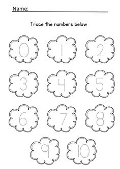 the number nine worksheet for numbers 1 - 10 with an image of clouds