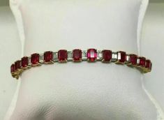 (eBay) Find many great new & used options and get the best deals for Women's Tennis Bracelet 3Ct Red Ruby Simulated Diamond 925 Silver Gold Plated at the best online prices at eBay! Free shipping for many products! Classic Ruby Bracelet As A Gift, Classic Ruby Bracelet As Gift, Classic Ruby Bracelet Gift, Classic Ruby Bracelets For Gifts, Classic Red Gemstone Bracelets, Classic Red Gemstone Bracelet, Luxury Red Tennis Bracelet As Gift, Red Fine Jewelry Tennis Bracelet As Gift, Tennis Bracelet Diamond