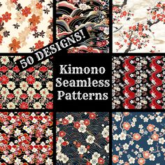 the 50 designs for kimono seamless patterns are available in multiple sizes and colors