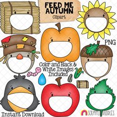 an assortment of fall and autumn clipart