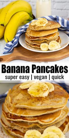 banana pancakes are stacked on top of each other