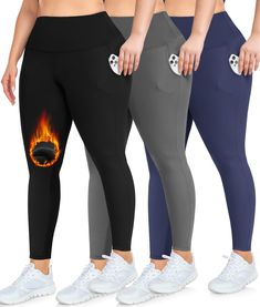 PRICES MAY VARY. 87% Polyester, 13% Spandex Imported 🔥2 DEEP SIDE POCKETS - NEW YOUNG Womens leggings feature with two side pockets,pockets are really deep and they won't look bloated that have enough room for a smart phone,key,card etc.. 🔥FLEECE LINED YOGA PANTS - With soft fleece interior,our warm plus size leggings for winter will fit you like a second layer of skin and offer you both comfort & warmth when temperature drops.Leggings with pockets for women are designed to add warmth and styl Plus Size Workout Clothes, Best Leggings For Women, Fleece Lined Leggings, Lined Leggings, Plus Size Workout, Leggings With Pockets, Layers Of Skin, Womens Leggings, Cycling Workout