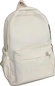 Everyday Solid Color Shoulder Bag For Back To School, Casual Everyday Cream Backpack, Rectangular Cream Backpack For Everyday, Trendy Cream Softback Backpack, Cream Everyday Bag For Back To School, Casual Cream Backpack For Everyday Use, Everyday Cream Shoulder Bag Backpack, Casual Cream Backpack With Adjustable Strap, Everyday Cream Softback Backpack