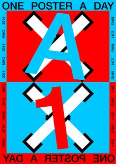 one poster a day with the letter a in red and blue