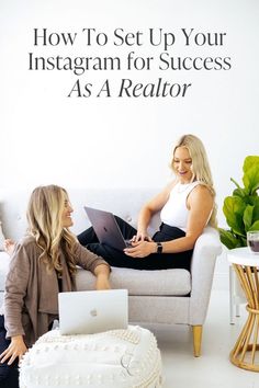 two women sitting on a couch talking to each other while looking at a laptop computer