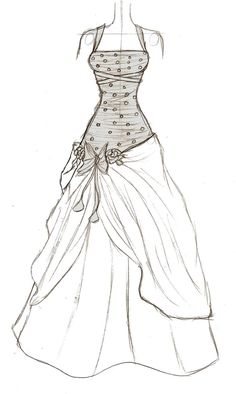 a drawing of a wedding dress on a mannequin